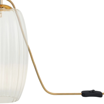 Tabla Ribbed Tubular Glass Table Lamp, French Gold/Clear/Forest Green (E2-48291)