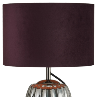 Tabla Ribbed Tubular Glass Table Lamp, Black Chrome/Smoke Plated/Aubergine (E2-48292)