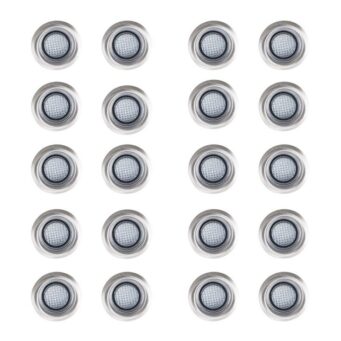 Solar Pack Of 20 40mm White LED Decking Lights