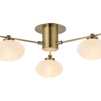 Aria Flush Ceiling, 3 Light G9, Antique Brass/Opal A Glass (E2-48266)