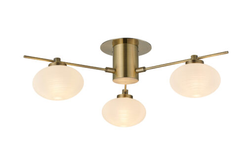 Aria Flush Ceiling, 3 Light G9, Antique Brass/Opal A Glass (E2-48266)