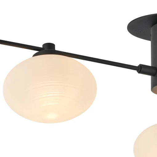 Aria Flush Ceiling, 3 Light G9, Satin Black/Opal A Glass (E2-48265) - Image 2