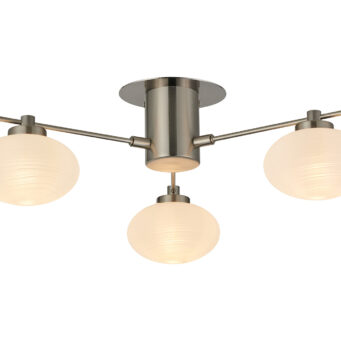 Aria Flush Ceiling, 3 Light G9, Satin Nickel/Opal A Glass (E2-48267)