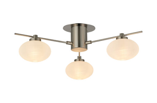 Aria Flush Ceiling, 3 Light G9, Satin Nickel/Opal A Glass (E2-48267)