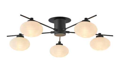 Aria Flush Ceiling, 5 Light G9, Satin Black/Opal A Glass (E2-48268)