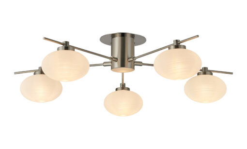 Aria Flush Ceiling, 5 Light G9, Satin Nickel/Opal A Glass (E2-48269)