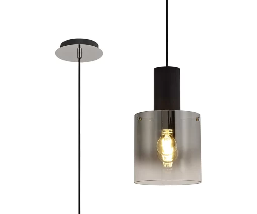 Domique 20cm Single Pendant Black/Chrome (E2-50146)
