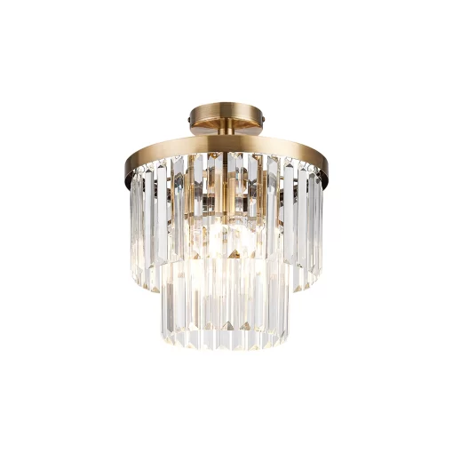 Loretta 30cm Semi Flush in Antique Brass & Clear Crystal (48177)