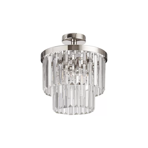 Loretta 30cm Semi Flush in Polished Nickel & Clear Crystal (48178)