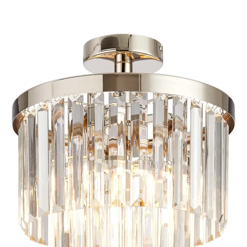 Loretta 30cm Semi Flush in Polished Nickel & Clear Crystal (48178) - Image 2
