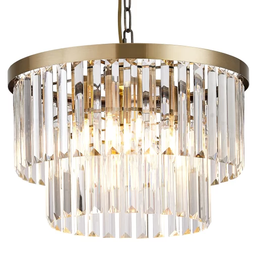 Loretta 40cm Pendant/Semi Flush Antique Brass & Clear Crystal (E2-47837) - Image 3