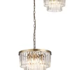 Loretta 40cm Pendant/Semi Flush Antique Brass & Clear Crystal (E2-47837)