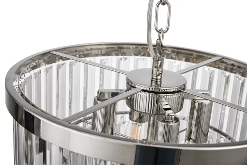 Loretta 40cm Pendant/Semi Flush Polished Nickel & Clear Crystal (E2-48179) - Image 4