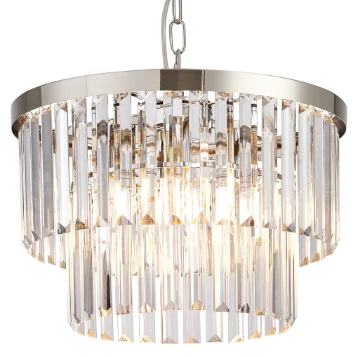 Loretta 40cm Pendant/Semi Flush Polished Nickel & Clear Crystal (E2-48179) - Image 3
