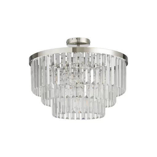 Loretta 50cm Pendant/Semi Flush Polished Chrome & Clear Crystal (E2-48181) - Image 2