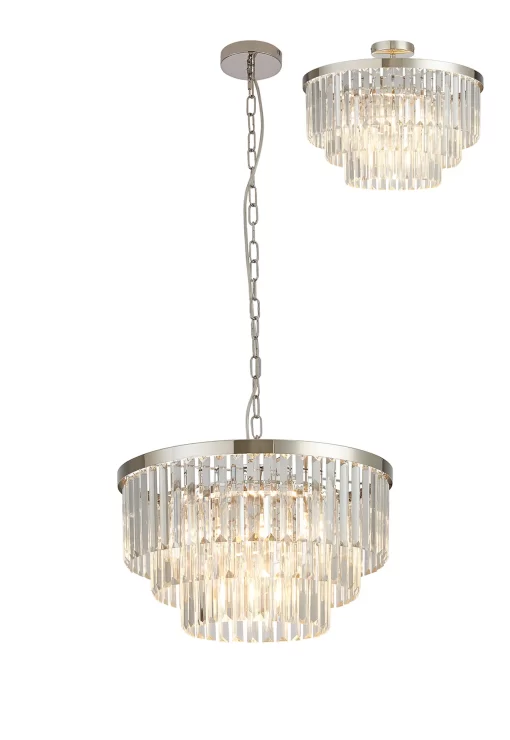 Loretta 50cm Pendant/Semi Flush Polished Chrome & Clear Crystal (E2-48181)