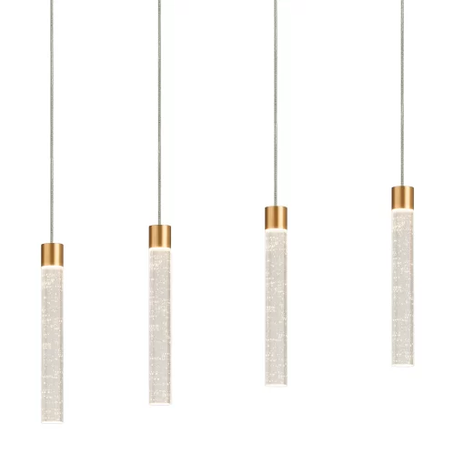 Kassandra Linear 5 Light Pendant Black, Brass & Clear (E2-48175) - Image 2