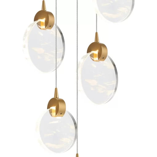 Kassandra Round 5 Light Pendant Brass & Clear (E2-48176) - Image 3