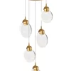 Kassandra Round 5 Light Pendant Brass & Clear (E2-48176)