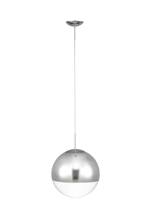 Orla 25cm Pendant 1 Light Polished Chrome Suspension With Mirrored/Clear Glass Globe (E2-48275) - Image 2