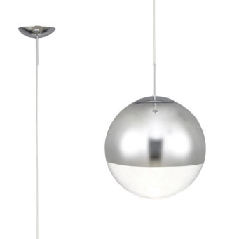 Orla 25cm Pendant 1 Light Polished Chrome Suspension With Mirrored/Clear Glass Globe (E2-48275)