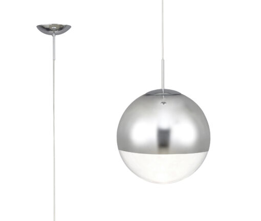 Orla 25cm Pendant 1 Light Polished Chrome Suspension With Mirrored/Clear Glass Globe (E2-48275)