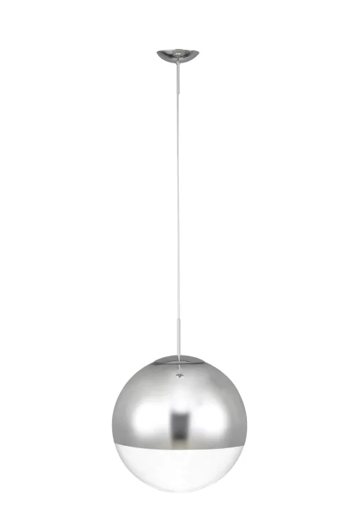 Orla 30cm Pendant 1 Light Polished Chrome Suspension With Mirrored/Clear Glass Globe (E2-48281) - Image 2