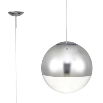 Orla 30cm Pendant 1 Light Polished Chrome Suspension With Mirrored/Clear Glass Globe (E2-48281)