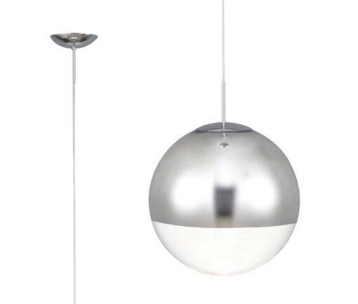 Orla 30cm Pendant 1 Light Polished Chrome Suspension With Mirrored/Clear Glass Globe (E2-48281)