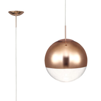 Orla 25cm Pendant 1 Light Antique Copper Suspension with Copper Mirrored/Clear Glass Globe (E2-48271)