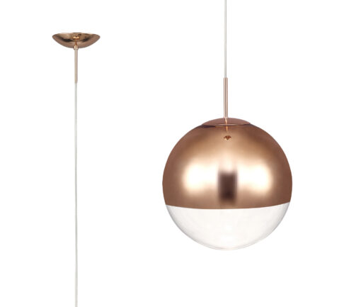 Orla 25cm Pendant 1 Light Antique Copper Suspension with Copper Mirrored/Clear Glass Globe (E2-48271)