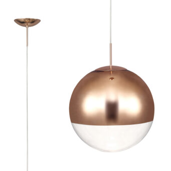 Orla 30cm Pendant 1 Light E27 Copper Suspension With Copper Mirrored/Clear Glass Globe (E2-37579)