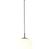Orla 25cm Pendant 1 Light Black Suspension With Frosted White Glass Globe (E2-42477) - Image 2