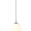 Orla 30cm Pendant 1 Light E27 Black Suspension With Frosted White Glass Globe (E2-42478) - Image 2