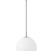 Orla 40cm Pendant 1 Light Black Suspension With Frosted White Glass Globe (E2-42479) - Image 2