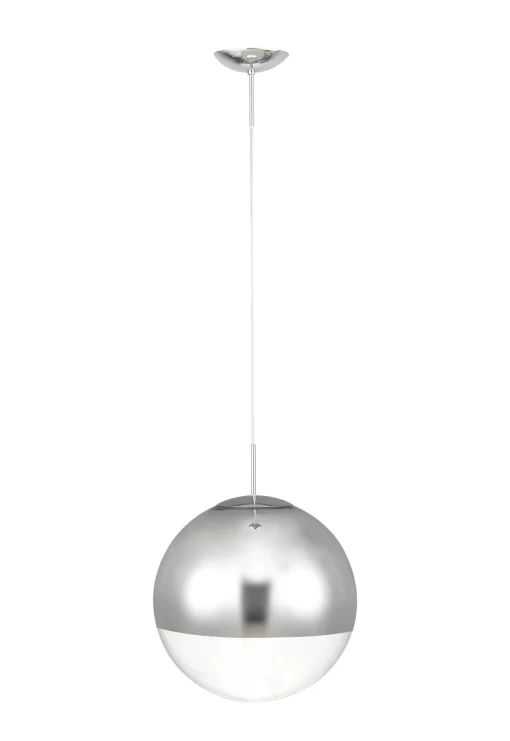 Orla 40cm Pendant 1 Light Polished Chrome Suspension With Mirrored/Clear Glass Globe (E2-48284) - Image 2
