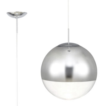 Orla 40cm Pendant 1 Light Polished Chrome Suspension With Mirrored/Clear Glass Globe (E2-48284)