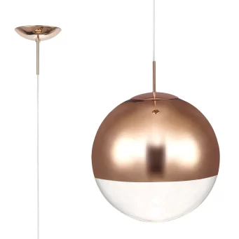 Orla 40cm Pendant 1 Light Copper Suspension With Copper Mirrored/Clear Glass Globe (E2-48283)