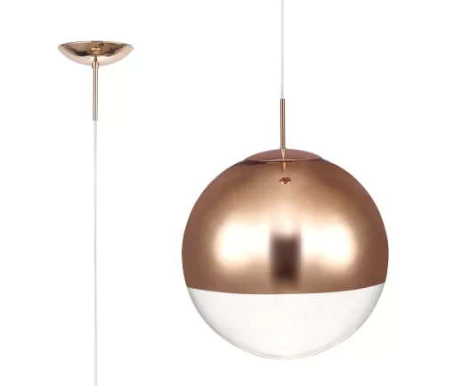 Orla 40cm Pendant 1 Light Copper Suspension With Copper Mirrored/Clear Glass Globe (E2-48283)