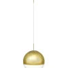 Orla 25cm Pendant 1 Light Antique Gold Suspension with Gold Mirrored/Clear Glass Globe (E2-48270) - Image 2