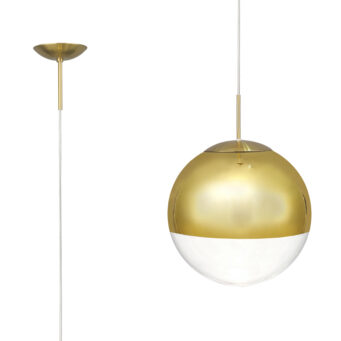 Orla 25cm Pendant 1 Light Antique Gold Suspension with Gold Mirrored/Clear Glass Globe (E2-48270)