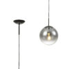 Orla 25cm Pendant 1 Light Black Suspension With Matt Black/Smoke Fade Glass Globe (E2-48274)