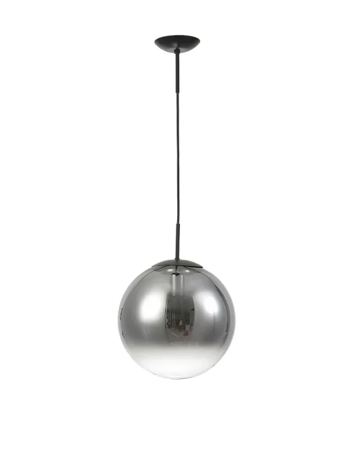 Orla 30cm Pendant 1 Light Black Suspension With Matt Black/Smoke Fade Glass Globe (E2-48280) - Image 2