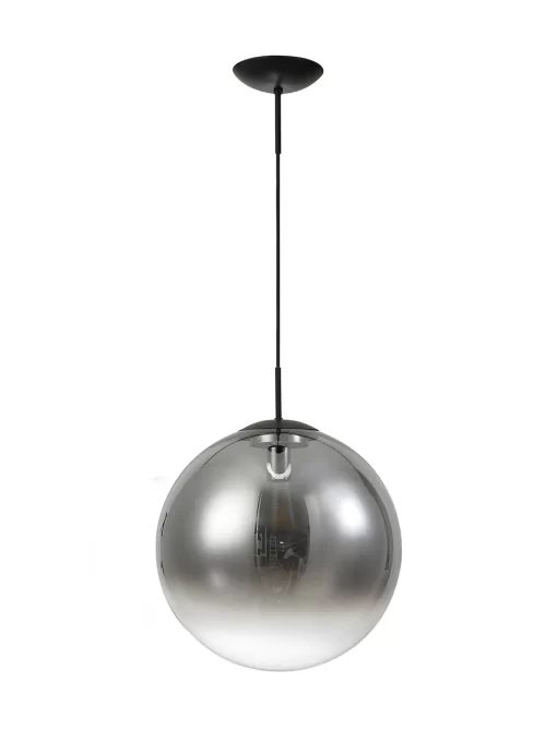 Orla 40cm Pendant 1 Light Black Suspension With Matt Black/Smoke Fade Glass Globe (E2-48285) - Image 2