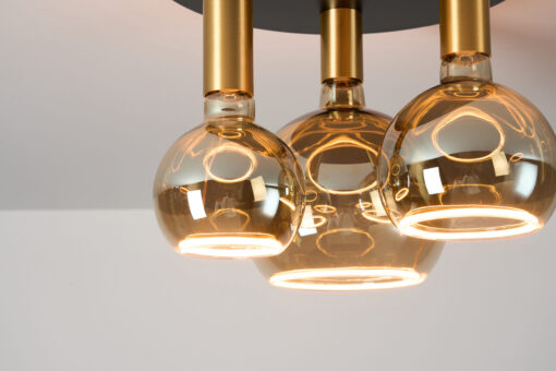 Radiance 3LT Semi Flush Black/Gold With Smoked Bulbs (E2-48471) - Image 2