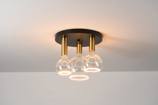 Radiance 3LT Semi Flush Black/Gold With Clear Bulbs (E2-48472)