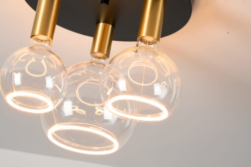 Radiance 3LT Semi Flush Black/Gold With Clear Bulbs (E2-48472) - Image 2