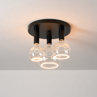 Radiance 3LT Semi Flush Black/Black With Clear Bulbs (E2-48473)