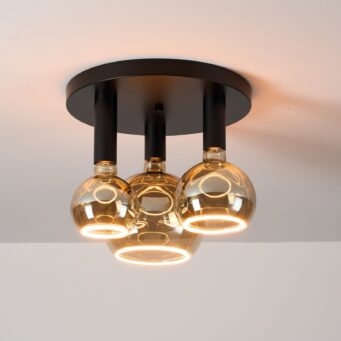 Radiance 3LT Semi Flush Black/Black With Smoked Bulbs (E2-48474)