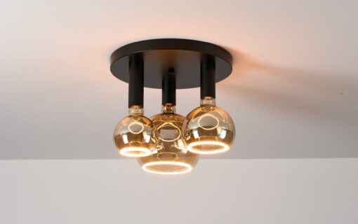 Radiance 3LT Semi Flush Black/Black With Smoked Bulbs (E2-48474)